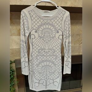 Vintage Arden B Embroidered Mini Dress with Long Sleeves